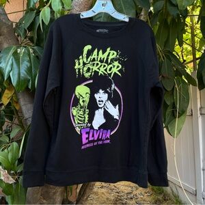 Mystic Museum Elvira Mistress of the Dark Camp Horror Graphic Sweatshirt.